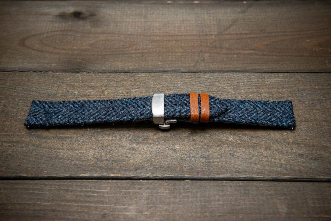 Tweed watch strap, Watch band made of HARRIS TWEED®. Handmade in Finland - 18 mm, 19 mm, 20 mm, 21 mm, 22mm. With a deployment clasp. - finwatchstraps