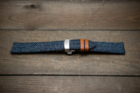 Tweed watch strap, Watch band made of HARRIS TWEED®. Handmade in Finland - 18 mm, 19 mm, 20 mm, 21 mm, 22mm. With a deployment clasp. - finwatchstraps