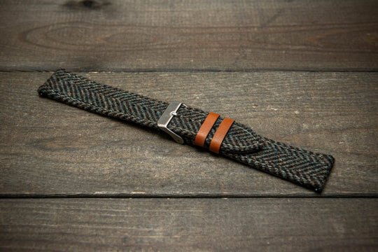 Tweed watch strap, Watch band made of HARRIS TWEED®. Handmade in Finland - 18 mm, 19 mm, 20 mm, 21 mm, 22mm. - finwatchstraps