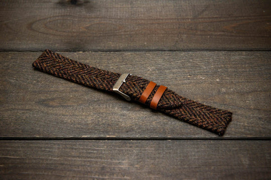 Tweed watch strap, Watch band made of HARRIS TWEED®. Handmade in Finland - 18 mm, 19 mm, 20 mm, 21 mm, 22mm. - finwatchstraps