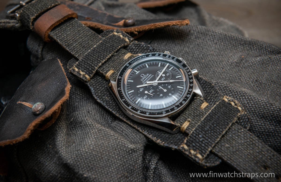 Vintage Lienzo munición bund correa de reloj, hecha de la URSS