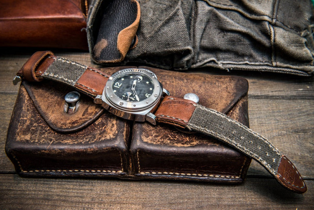 Vintage Canvas und Schweizer Leder Uhrenarmband: Einzigartigkeit, die Sie nur bei FinWatchStraps finden