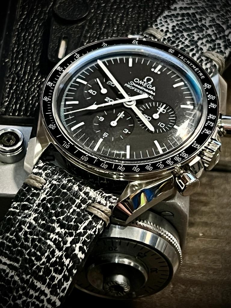 Omega speedmaster professiona with ostrich leather watch strap