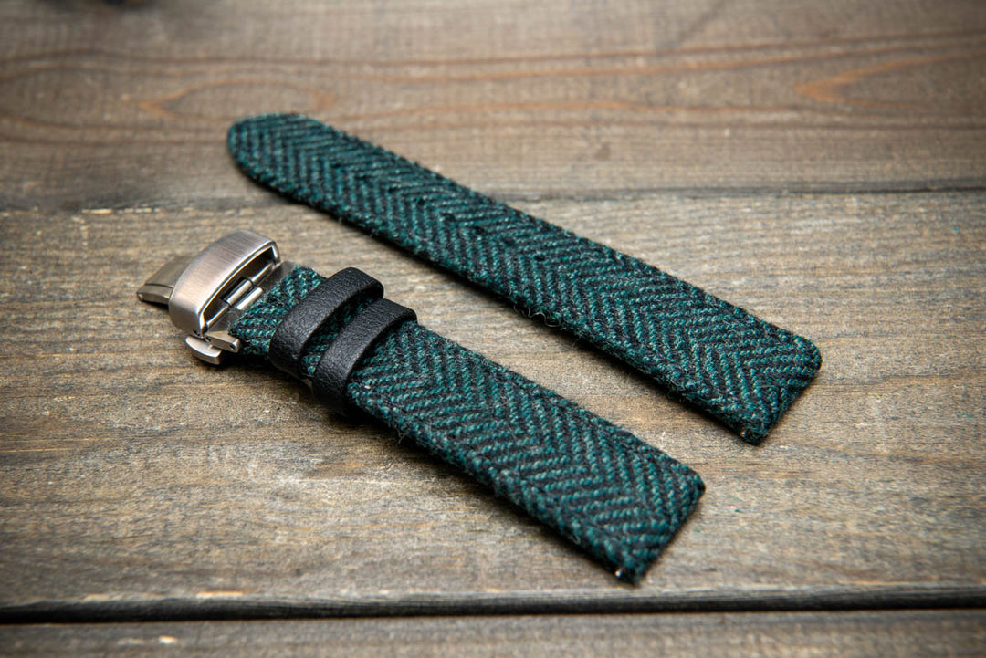 Pine Shadow HARRIS TWEED® Strap – Authentic Scottish Design. With a deployment clasp.