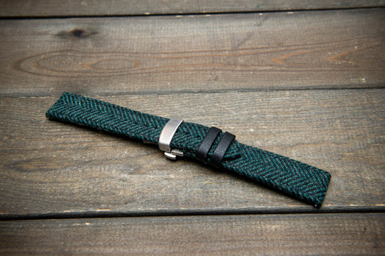 Pine Shadow HARRIS TWEED® Strap – Authentic Scottish Design. With a deployment clasp.