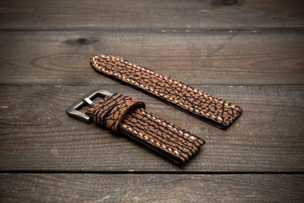 Prairie Brown Bison Leather Watch Strap – Handmade from Genuine American Bison Leather