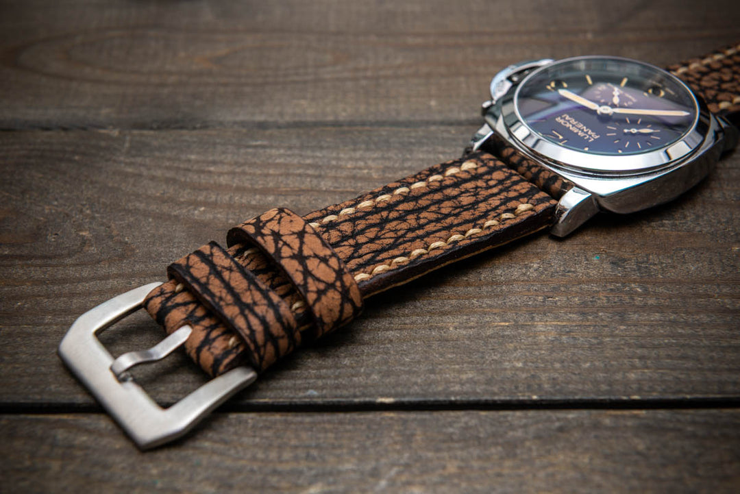 Prairie Brown Bison Leather Watch Strap – Handmade from Genuine American Bison Leather