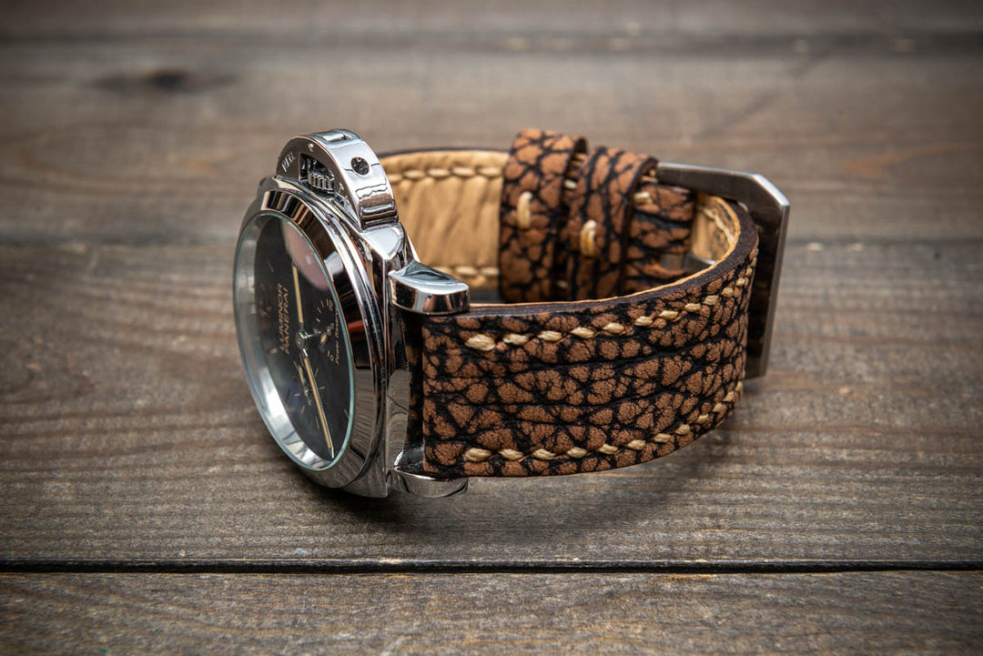 Prairie Brown Bison Leather Watch Strap – Handmade from Genuine American Bison Leather