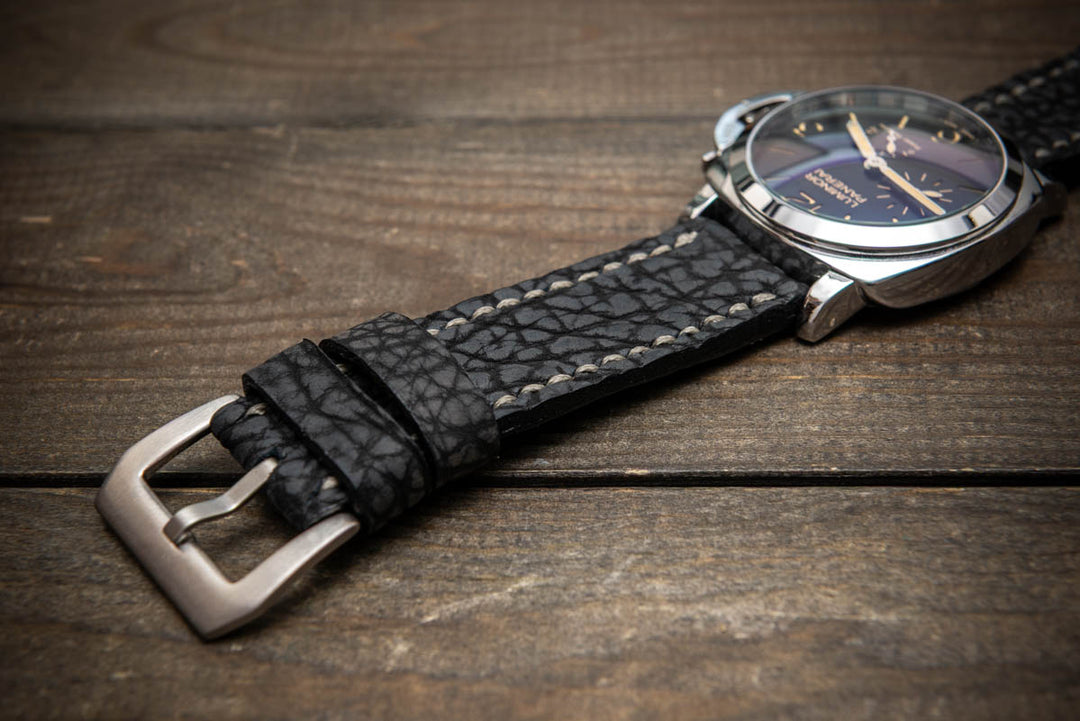 Dark Grey Bison Leather Watch Strap