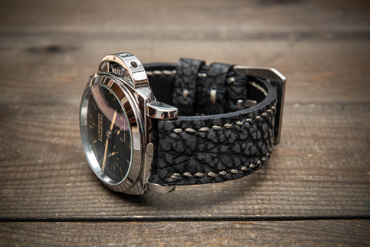 Dark Grey Bison Leather Watch Strap