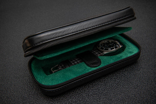 Milano Duo Travel Watch Case – Nero Emerald