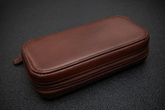 Milano Duo Travel Watch Case – Cognac Navy