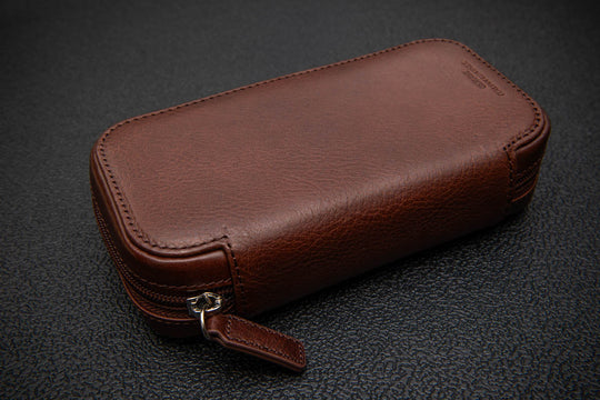 Milano Duo Travel Watch Case – Cognac Navy