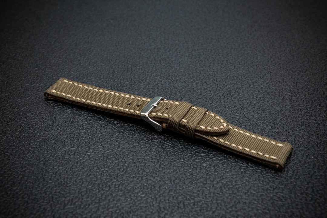 Combat Olive Marine Sailcloth Watch Strap – Handmade Sailcloth by FinWatchStraps®