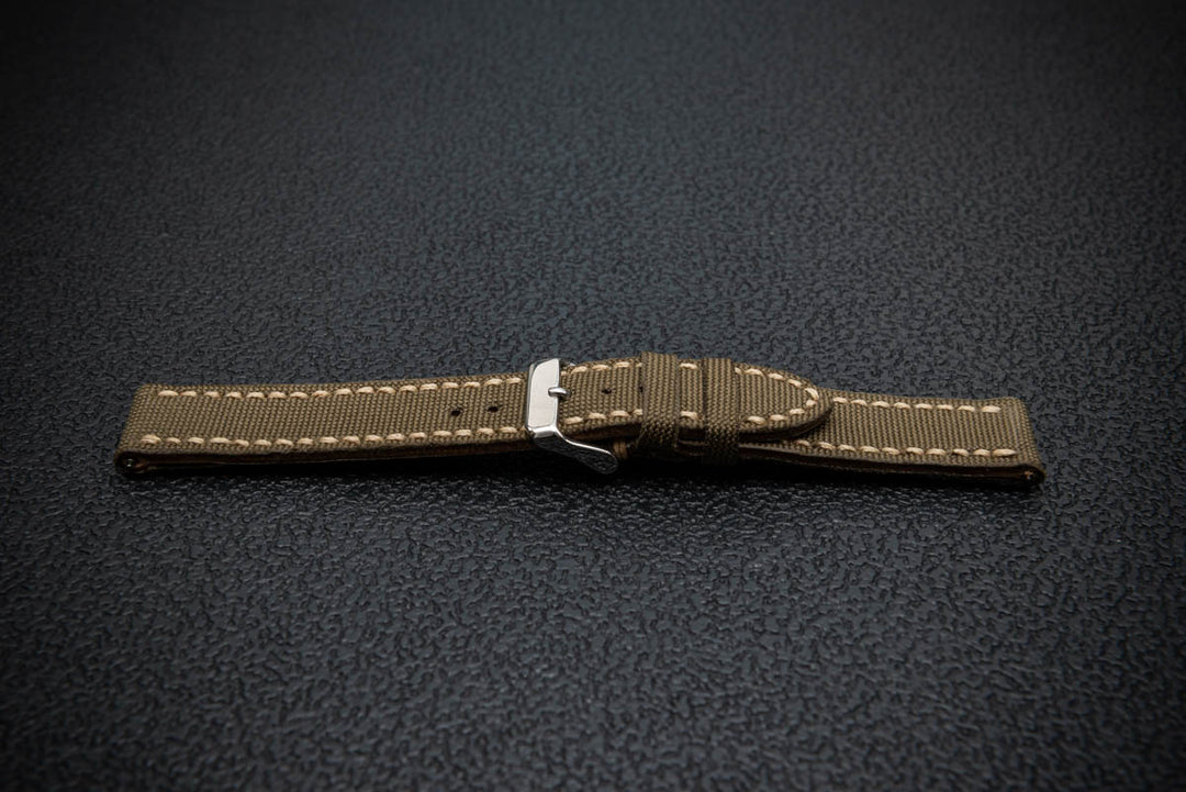 Combat Olive Marine Sailcloth Watch Strap – Handmade Sailcloth by FinWatchStraps®