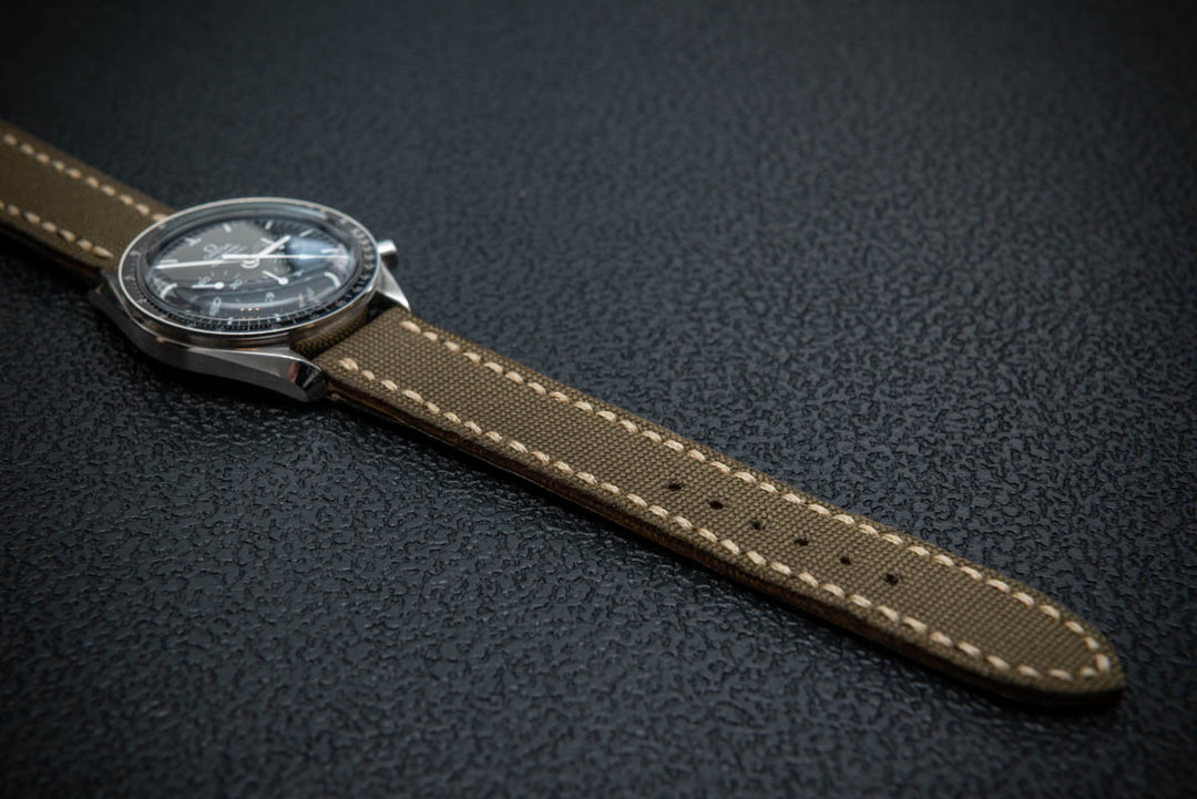 Combat Olive Marine Sailcloth Watch Strap – Handmade Sailcloth by FinWatchStraps®