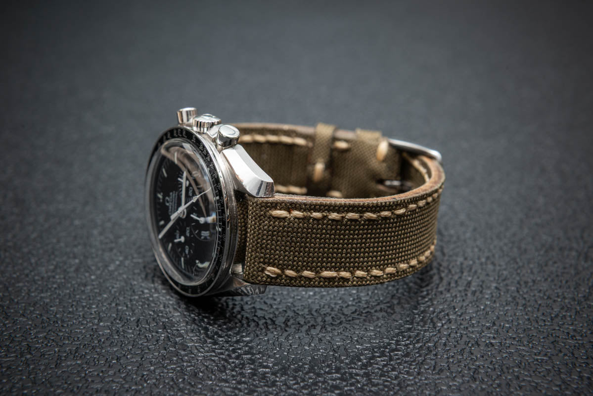 Combat Olive Marine Sailcloth Watch Strap – Handmade Sailcloth by FinWatchStraps®