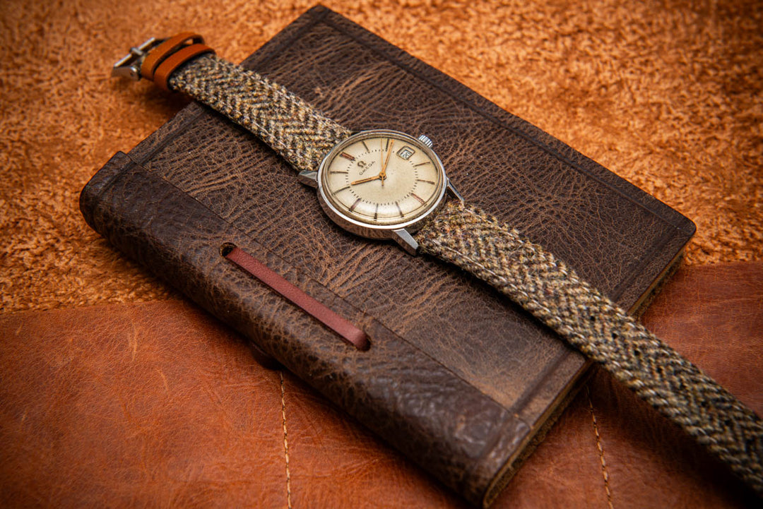 Tweed watch strap, Watch band made of HARRIS TWEED®,"Loch Blue"