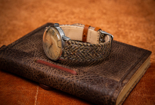 Tweed watch strap, Watch band made of HARRIS TWEED®, "Heather Glen"