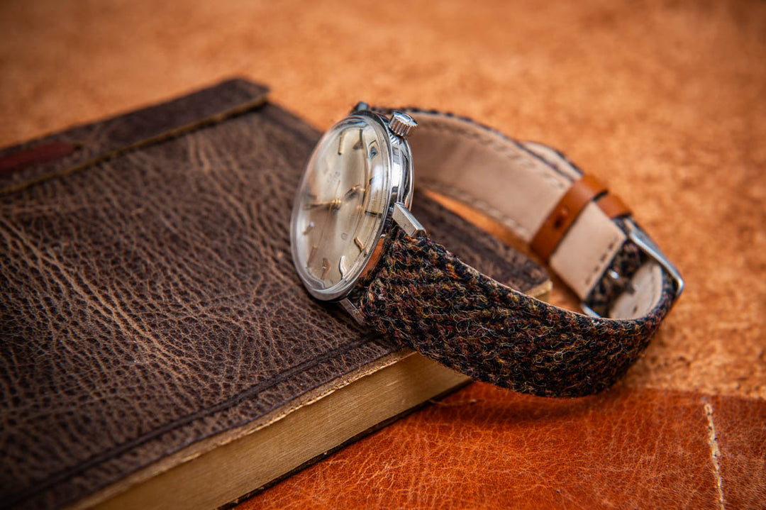 Tweed watch strap, Watch band made of HARRIS TWEED®,"Cairn Brown"