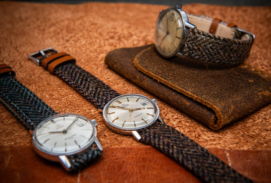 Tweed watch strap, Watch band made of HARRIS TWEED®,"Cairn Brown"