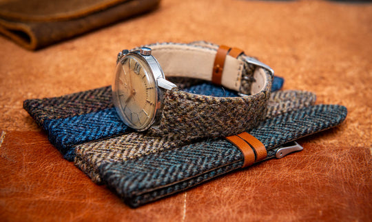 Tweed watch strap, Watch band made of HARRIS TWEED®,"Cairn Brown"