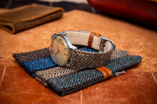 Tweed watch strap, Watch band made of HARRIS TWEED®, "Heather Glen"