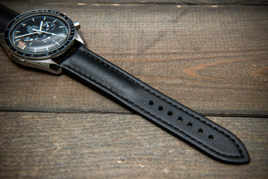 Stormsail sailcloth waterproof watch strap, Black watch band.