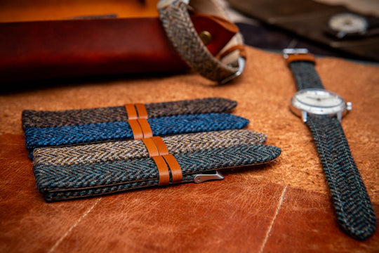 Tweed watch strap, Watch band made of HARRIS TWEED®,"Cairn Brown"