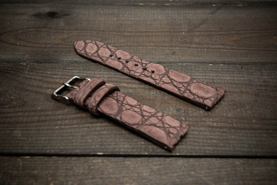 Mauve Ash Alligator Leather Watch Strap – Handmade in Finland, Limited Edition