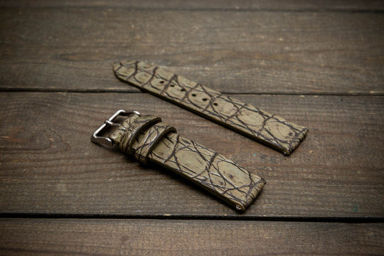 Olive Dusk Alligator Leather Watch Strap – Handmade in Finland, Limited Edition