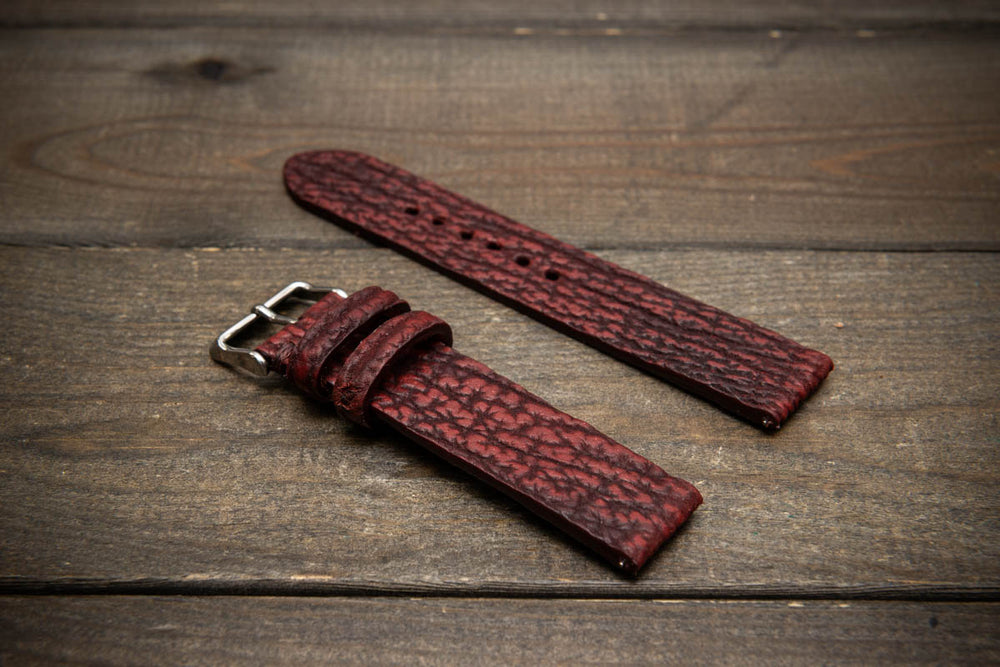 Garnet Reef – Handmade Shark Leather Watch Strap
