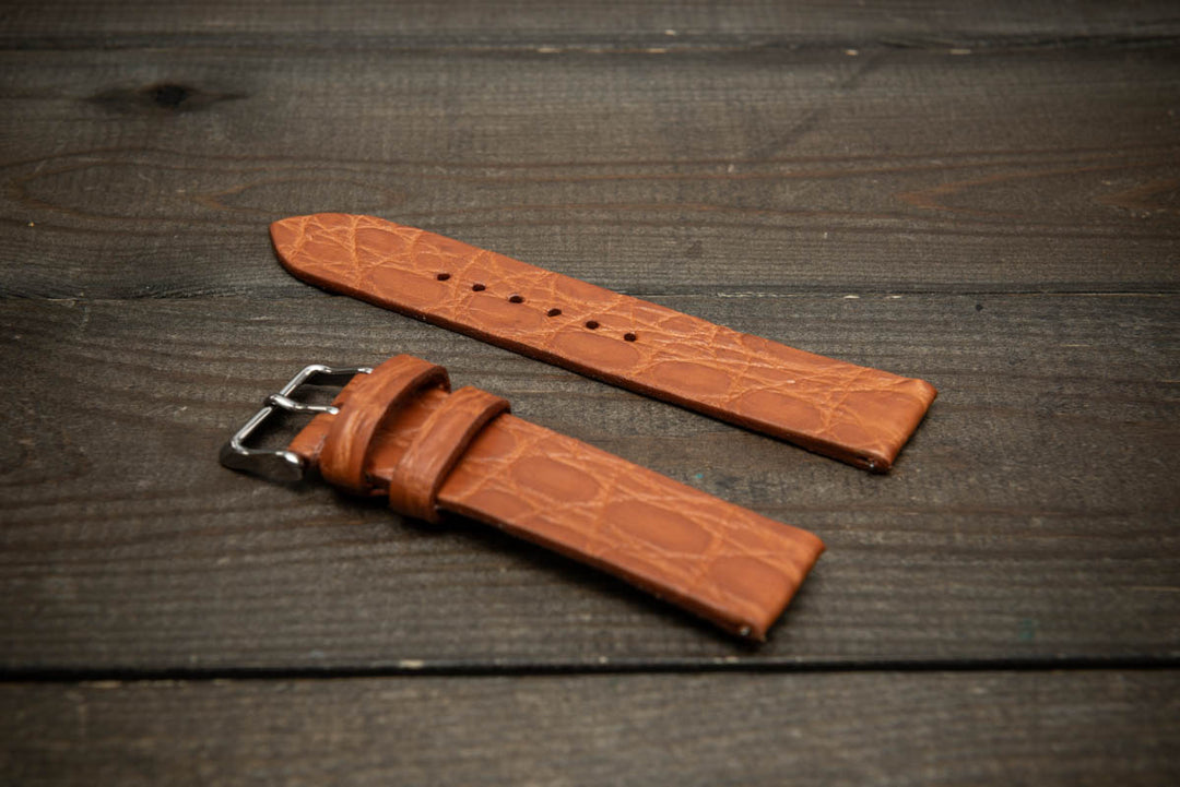 Cognac Flame Alligator Leather Watch Strap – Handmade in Finland, Limited Edition