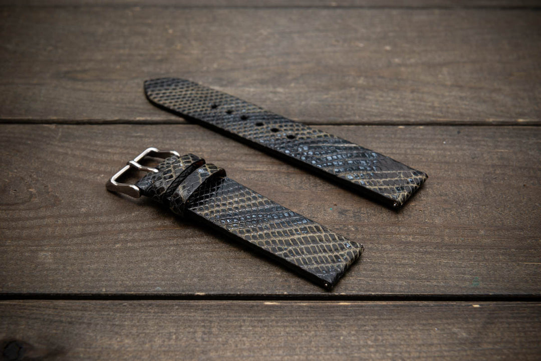 Obsidian Drift – Handmade Lizard Leather Watch Strap
