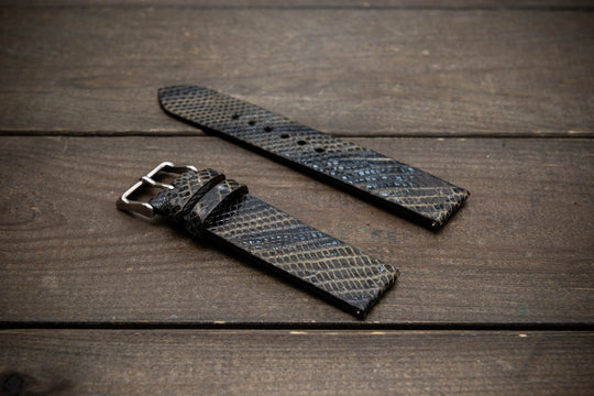 Obsidian Drift – Handmade Lizard Leather Watch Strap
