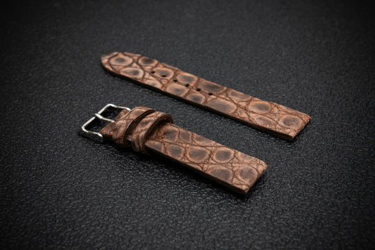 Vintage Ash Alligator Leather Watch Strap – Handmade in Finland, Limited Edition