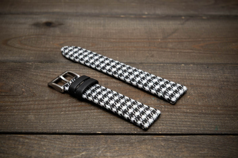 Black &amp; White Houndstooth – HARRIS TWEED® Watch Strap