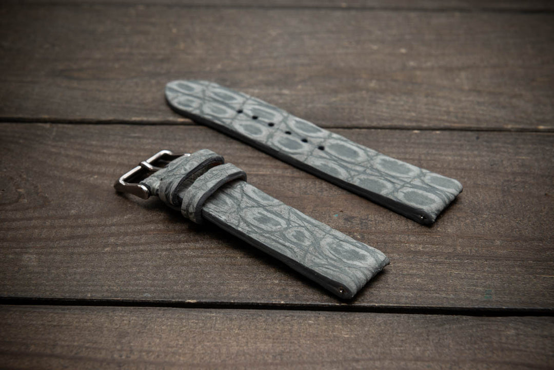 Steel Mist – Handmade Alligator Leather Watch Strap
