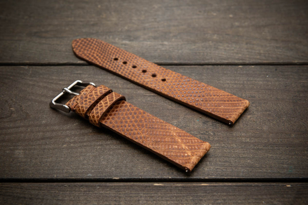 Amber Scale – Handmade Lizard Leather Watch Strap
