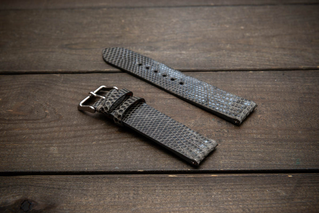 Storm Grey – Handmade Lizard Leather Watch Strap
