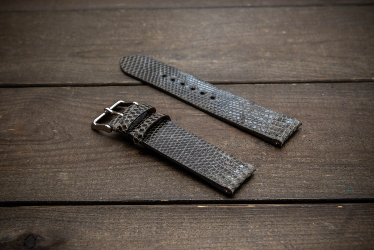 Storm Grey – Handmade Lizard Leather Watch Strap
