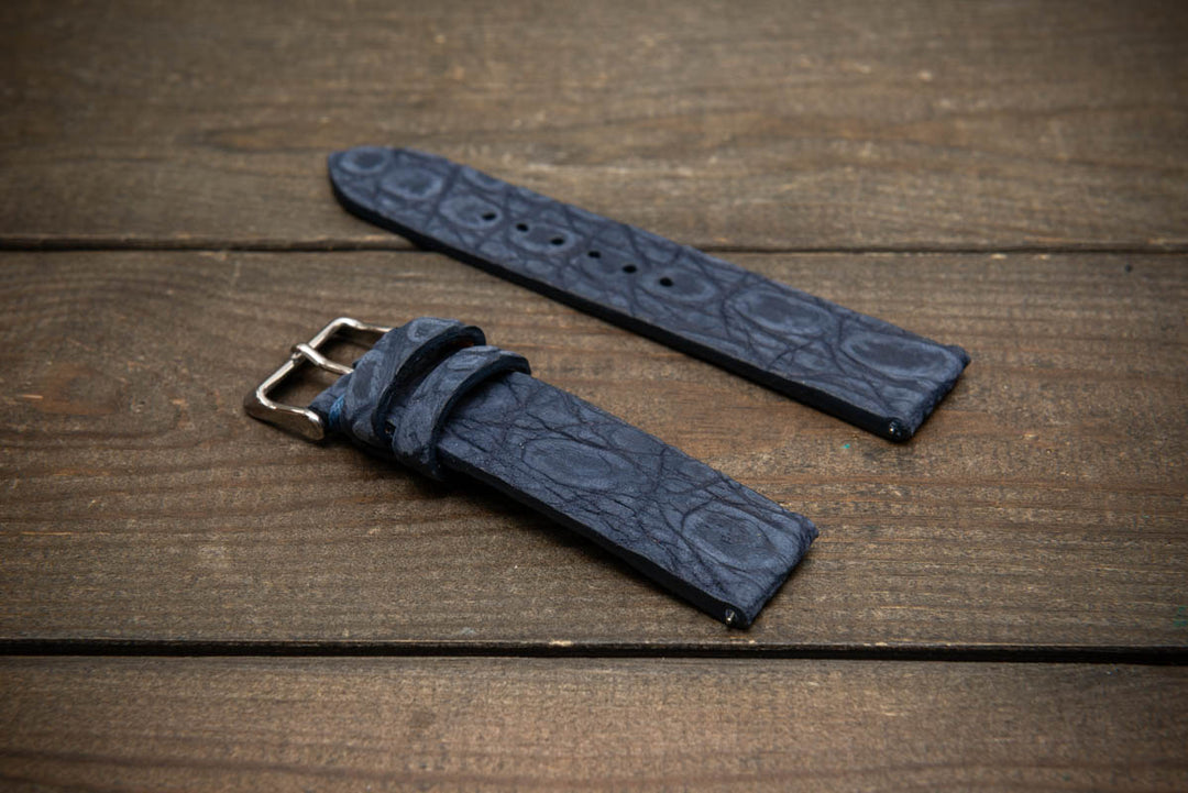 Midnight Blue Alligator Leather Watch Strap – Handmade in Finland, Limited Edition