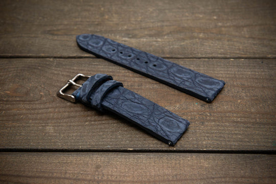 Midnight Blue Alligator Leather Watch Strap – Handmade in Finland, Limited Edition