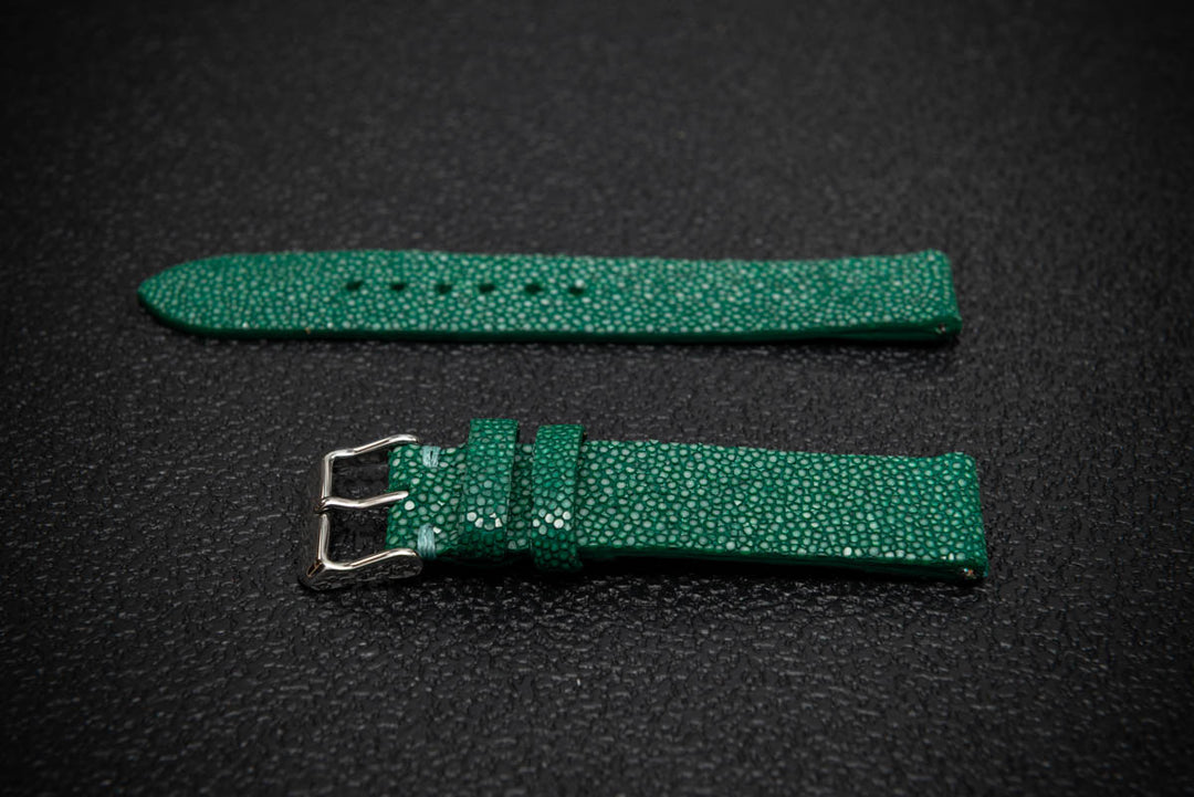 Emerald Green Stingray Leather Watch Strap – Handmade in Finland

