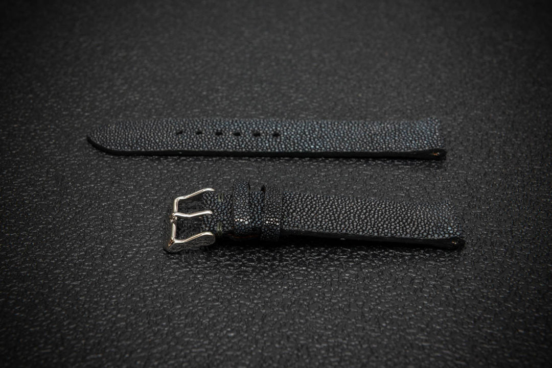 Black Stingray Leather Watch Strap – Handmade in Finland, Rare & Durable