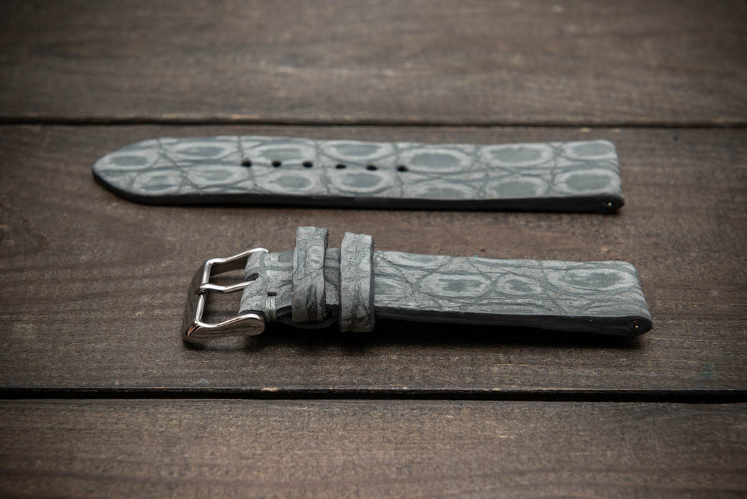 Steel Mist – Handmade Alligator Leather Watch Strap
