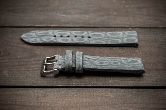 Steel Mist – Handmade Alligator Leather Watch Strap

