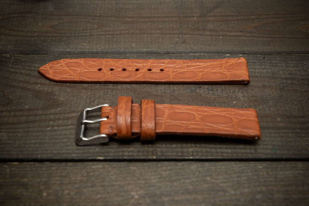 Cognac Flame Alligator Leather Watch Strap – Handmade in Finland, Limited Edition
