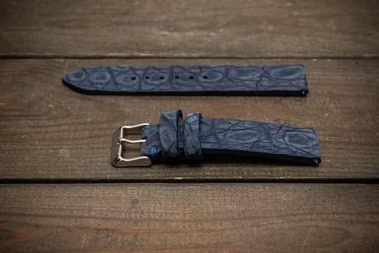 Midnight Blue Alligator Leather Watch Strap – Handmade in Finland, Limited Edition