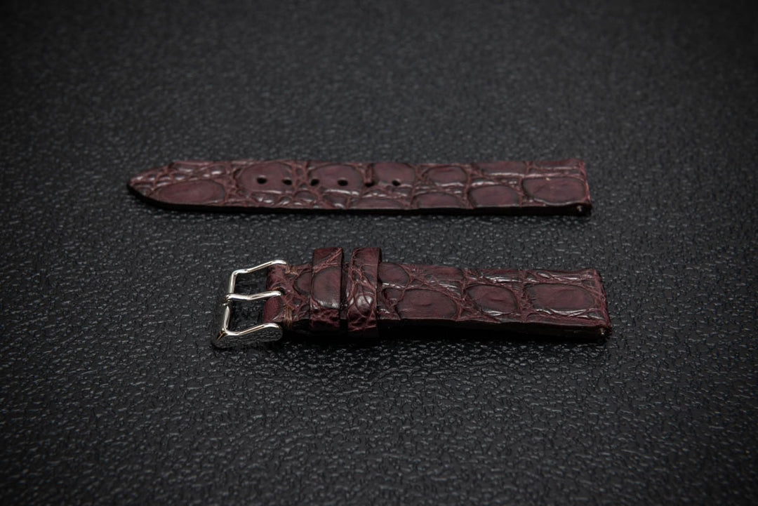 Bordeaux Alligator Leather Watch Strap – Handmade in Finland, Limited Edition